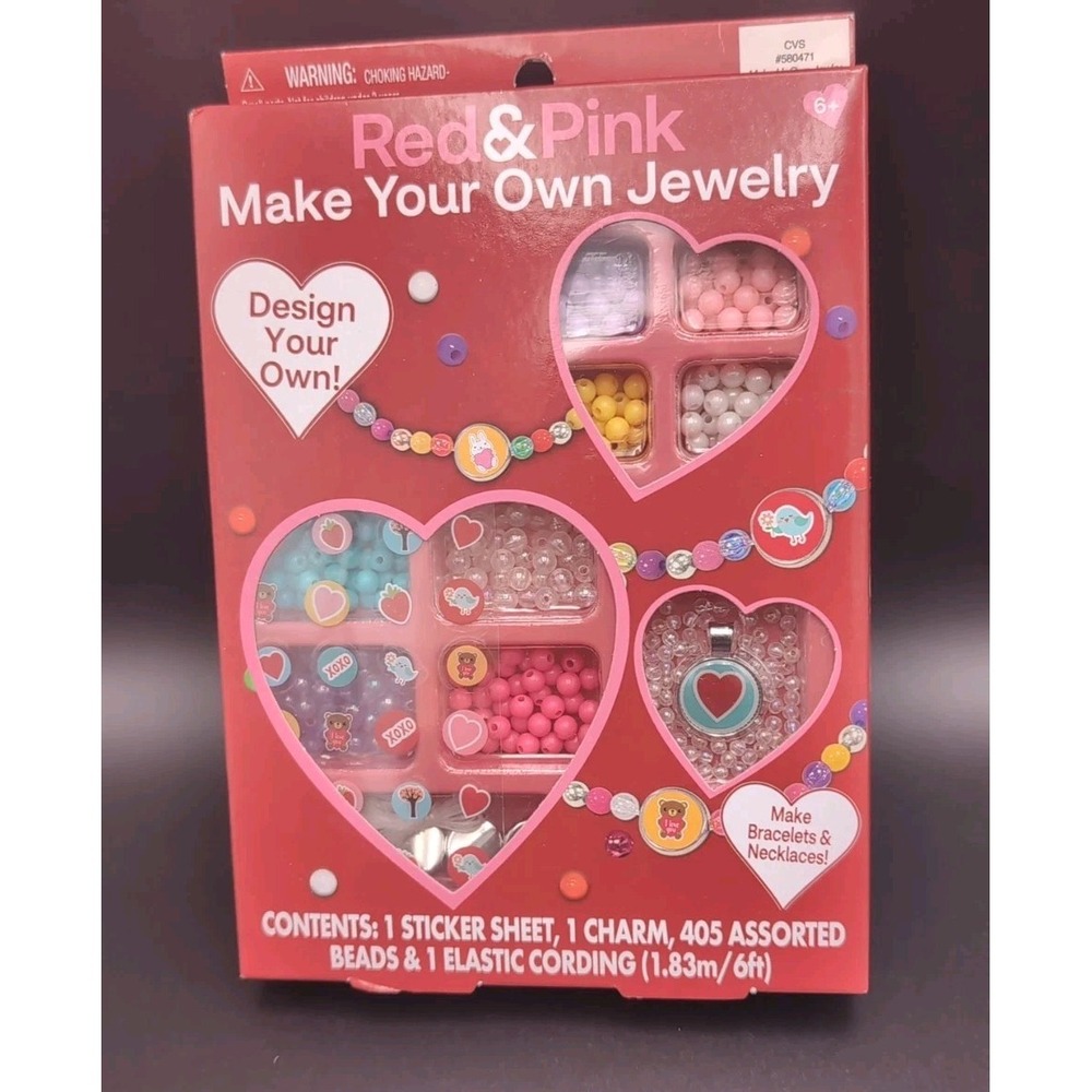 Red & Pink make your own jewelry - kids craft
